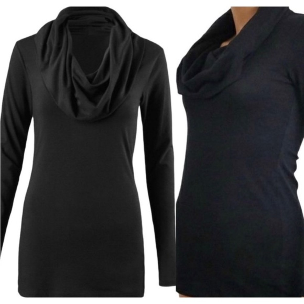 Cabi Black Cowl Neck Long Sleeve Top Size M